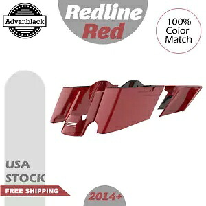 Redline レッド CVO テーパード拡張ストレッチサドルバッグ 2014 年以降のハーレーツーリングに適合 Redline Red CVO Tapered Extended Stretched Saddlebags Fits 2014+ Harley Touring 【並行輸入品】