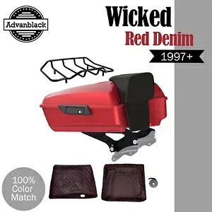 ウィキッド レッド デニム チョップド ツアー パック Pak トランク ラゲッジ ハーレー ツーリング 97+用 Wicked Red Denim Chopped Tour Pack Pak Trunk Luggage For Harley Touring 97+ 【並行輸入品】
