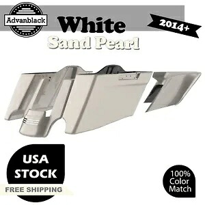 ホワイトサンドパール テーパードストレッチ拡張サドルバッグ ハーレー 2014+用 White Sand Pearl Tapered Stretched Extended Saddlebags For Harley 2014+ 【並行輸入品】