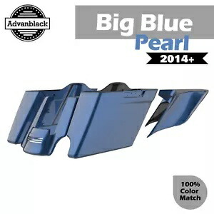 ビッグブルーパール シングルカットアウト 拡張サドルバッグ 14+ ハーレー FLHR FLHXS FLTRX 用 Big Blue Pearl Single Cutout Extended Saddlebags For 14+ Harley FLHR FLHXS FLTRX 【並行輸入品】