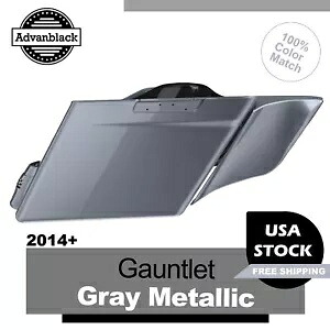 ガントレット グレー メタリック ストレッチ サドルバッグ サイド カバー 2014 年以降のハーレー ツーリングに適合 Gauntlet Gray Metallic Stretched Saddlebag Side Covers Fits 2014+ Harley Touring 【並行輸入品】
