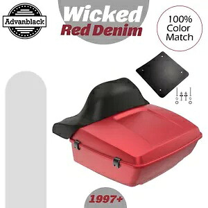 Advanblack ウィキッド レッド デニム ラッシュモア キング ツアー パック パック 97+ ハーレー/ソフテイルに適合 Advanblack Wicked Red Denim Rushmore King Tour Pack Pak Fits 97+ Harley/Softail 【並行輸入品】