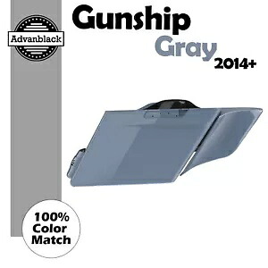 ガンシップ グレー ストレッチ サドルバッグ サイド カバー 2014 年以降のハーレー ツーリングに適合 Gunship Gray Stretched Saddlebag Side Covers Fits 2014+ Harley Touring 【並行輸入品】