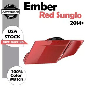 Ember Red Sunglo ストレッチ エクステンド サドルバッグ サイド カバー 14 歳以上のハーレー ツーリングに適合 Ember Red Sunglo Stretched Extend Saddlebag Side Covers Fits 14+ Harley Touring 【並行輸入品】