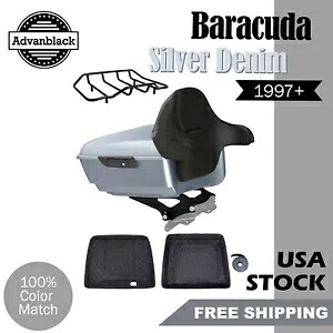 バラクーダ シルバー デニム キング ツアー パック Pak トランク 荷物は 97+ ハーレー ツーリングに適合 Barracuda Silver Denim King Tour Pack Pak Trunk Luggage Fits 97+ Harley Touring 【並行輸入品】
