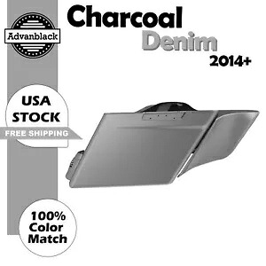 チャコール デニム ストレッチ サドルバッグ サイド カバー 2014 年以降のハーレー ツーリングに適合 Charcoal Denim Stretched Saddlebag Side Covers Fits 2014+ Harley Touring 【並行輸入品】｜カスタムパーツ WORLD倉庫