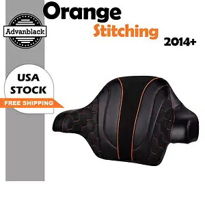 コブラ ラップ アラウンド バックレスト パッド オレンジ カスタム ステッチ ハーレー 2014+用 Cobra Wrap Around Backrest Pad With Orange Custom Stitching for Harley 2014+ 【並行輸入品】