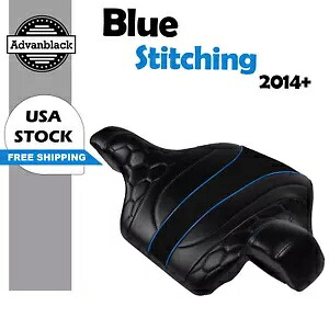コブラ ラップ アラウンド バックレスト パッド ブルー カスタム ステッチ ハーレー 2014+用 Cobra Wrap Around Backrest Pad With Blue Custom Stitching for Harley 2014+ 【並行輸入品】