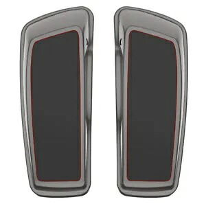 ビビッドシルバー & ビビッドブラック 2 トーン ストレッチ サドルバッグ蓋 ハーレー 14+ 用 Billet Silver & Vivid Black 2-Tone Stretched Saddlebag Lids For Harley 14+ 【並行輸入品】
