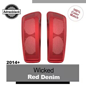 WICKED レッドデニム デュアル 6x9 スピーカー蓋 ハーレーツーリング FLHR FLHXS FLTRX 2014+用 WICKED RED DENIM Dual 6x9 Speaker Lids For Harley Touring FLHR FLHXS FLTRX 2014+ 【並行輸入品】