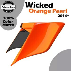 14+ ハーレーツーリンググライド用ストレッチ拡張サイドカバー ウィキッドオレンジパール Stretched Extended Side Covers For 14+ Harley Touring Glide WICKED ORANGE PEARL 【並行輸入品】