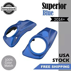 Advanblack スーペリア ブルー 8 インチ スピーカー蓋 サドルバッグ カバー 2014+ ハーレー用 Advanblack Superior Blue 8 inch Speaker Lids Saddlebag Covers For 2014+ Harley 【並行輸入品】