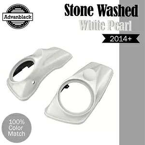 Advanblack ストーンウォッシュ ホワイト パール 8 インチ サドルバッグ スピーカー蓋 14 歳以上のハーレーに適合 Advanblack Stone Washed White Pearl 8\