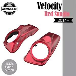 Advanblack ベロシティ レッド Sunglo 8 インチ サドルバッグ スピーカー蓋 ハーレー ツーリング 14+ に適合 Advanblack Velocity Red Sunglo 8\