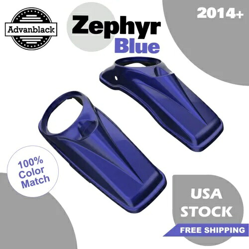 Zephyr ブルー 8 インチ スピーカー蓋 ストレッチ サドルバッグ ハーレー ツーリング 14+ Zephyr Blue 8 inch Speaker Lids For Stretch Saddlebags Harley Touring 14+ 【並行輸入品】
