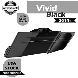 ビビッドブラック CVO テーパード拡張サドルバッグ ピンストライプ サイドカバー ハーレー 14+用 Vivid Black CVO Tapered Extended Saddlebags Pinstripes Side Cover For Harley 14+ 【並行輸入品】｜カスタムパーツ WORLD倉庫