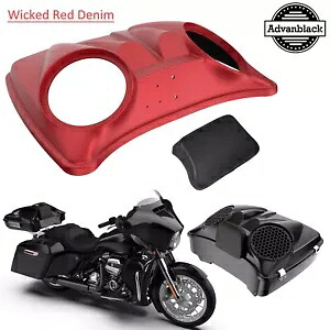 WICKED RED DENIM デュアル 8 インチ スピーカー蓋 ハーレー レイザー チョップド & キング ツアー パック用 WICKED RED DENIM Dual 8'' Speaker Lids For Harley Razor Chopped & King Tour Pack 【並行輸入品】