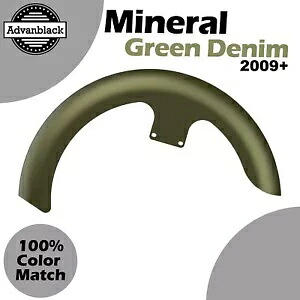 ミネラルグリーンデニム 21 インチ リビールラッパー ハガー フロントフェンダー 09 年以降のハーレーに適合 Mineral Green Denim 21\
