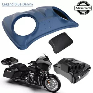 LEGEND ブルーデニム デュアル 8 インチ スピーカー蓋 ハーレー レイザー チョップド キング ツアー パック用 LEGEND BLUE DENIM Dual 8'' Speaker Lids For Harley Razor Chopped King Tour Pack 【並行輸入品】