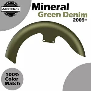 ミネラルグリーンデニム 19 インチ リビールラッパーハガー フロントフェンダー ハーレー 2009+ に適合 Mineral Green Denim 19\