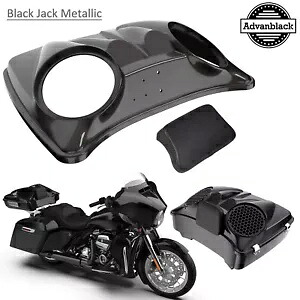 ブラックジャックメタリックデュアル8インチスピーカー蓋ハーレーツアーパックパック用 BLACK JACK METALLIC Dual 8'' Speaker Lids For Harley Tour Pak Pack 【並行輸入品】