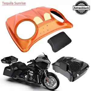 TEQUILA SUNRISE ハーレー レイザー、チョップド & キング ツアー パック用デュアル 8 インチ スピーカー蓋 TEQUILA SUNRISE Dual 8'' Speaker Lids For Harley Razor, Chopped & King Tour Pack 【並行輸入品】