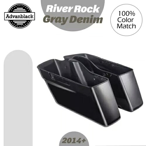 River Rock グレーデニム 標準非伸縮性サドルバッグ ハーレー 2014+ に適合 River Rock Gray Denim Standard Non-Stretched Saddlebag Fits for Harley 2014+ 【並行輸入品】|カスタムパーツ WORLD倉庫