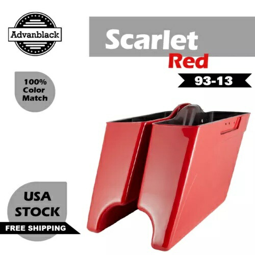 スカーレットレッドストレッチサドルバッグ拡張バッグ 93-13 ハーレーストリートロードグライド用 Scarlet Red Stretched Saddlebags Extended Bag For 93-13 Harley Street Road Glide 【並行輸入品】