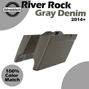 Advanblack リバー ロック グレー デニム ハーレー 2014+ 用拡張ストレッチサドルバッグ Advanblack River Rock Gray Denim Extended Stretched Saddlebag For Harley 2014+ 【並行輸入品】