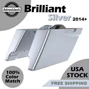 ブリリアントシルバーの拡張ストレッチサドルバッグは 2014 年以降のハーレーツーリングに適合します Brilliant Silver Extended Stretched Saddlebag Fits 2014+ Harley Touring 【並行輸入品】