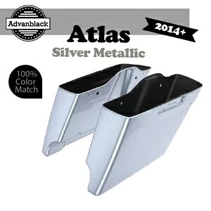 Advanblack アトラス シルバー メタリック ストレッチ拡張サドルバッグ ハーレー 2014+用 Advanblack Atlas Silver Metallic Stretched Extended Saddlebag For Harley 2014+ 【並行輸入品】