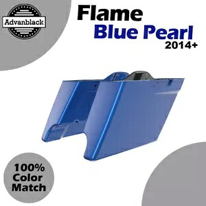 Advanblack フィット 14+ ハーレー ストリート ロード グライド FLAME ブルー パール ストレッチ サドルバッグ Advanblack Fit 14+ Harley Street Road Glide FLAME BLUE PEARL Stretched Saddlebag 【並行輸入品】