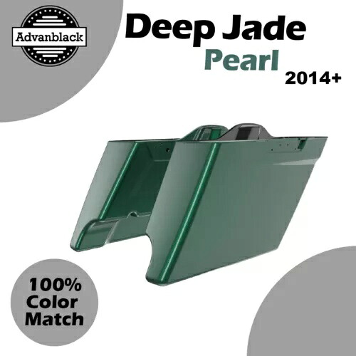 Advanblack 14 歳以上のハーレー ストリート ロード グライドに適合 DEEP JADE PEARL ストレッチ サドルバッグ Advanblack Fits 14+ Harley Street Road Glide DEEP JADE PEARL Stretched Saddlebag 【並行輸入品】