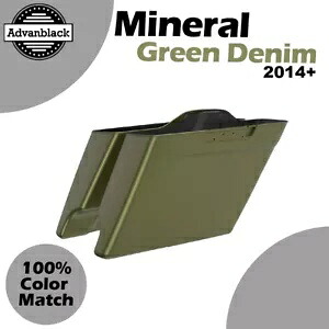 ミネラルグリーンデニムストレッチサドルバッグ拡張バッグハーレーストリートロード14+に適合 Mineral Green Denim Stretched Saddlebag Extended Bag Fits Harley Street Road 14+ 【並行輸入品】