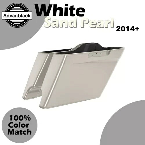 Advanblack ホワイトサンドパール ストレッチ拡張サドルバッグ 14 歳以上のハーレーツーリングに適合 Advanblack White Sand Pearl Stretched Extended Saddlebag Fits 14+ Harley Touring 【並行輸入品】