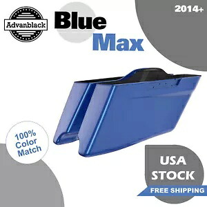 Advanblack ブルー マックス CVO テーパード拡張ストレッチサドルバッグ ハーレー 2014+ に適合 Advanblack Blue Max CVO Tapered Extended Stretched Saddlebag Fits Harley 2014+ 【並行輸入品】