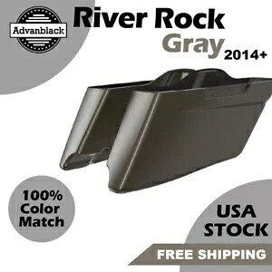 River Rock グレー CVO テーパード ストレッチ 拡張サドルバッグ ハーレー ツーリング 14+用 River Rock Gray CVO Tapered Stretched Extended Saddlebag For Harley Touring 14+ 【並行輸入品】｜カスタムパーツ WORLD倉庫