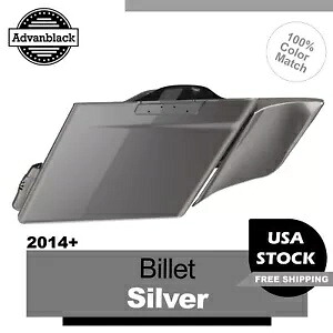 ビレットシルバーストレッチサドルバッグサイドカバーは 2014 年以降のハーレーツーリングに適合します Billet Silver Stretched Saddlebag Side Covers Fits 2014+ Harley Touring 【並行輸入品】