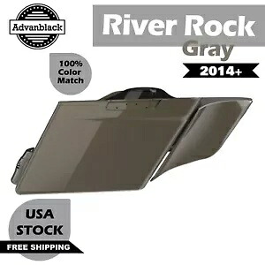 River Rock グレー ストレッチ サドルバッグ サイド カバー 2014 年以降のハーレー ツーリングに適合 River Rock Gray Stretched Saddlebag Side Covers Fits 2014+ Harley Touring 【並行輸入品】