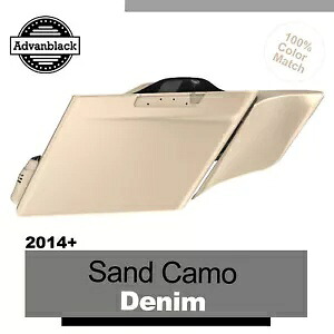 サンドカモデニムストレッチサドルバッグサイドカバーは 2014 年以降のハーレーツーリングに適合します Sand Camo Denim Stretched Saddlebag Side Covers Fits 2014+ Harley Touring 【並行輸入品】