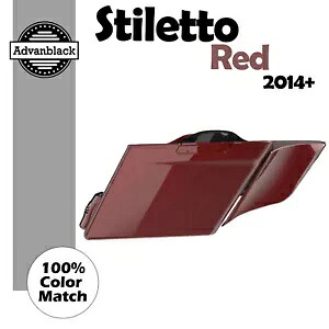 スティレット レッド ストレッチ サドルバッグ サイド カバー 2014 年以降のハーレー ツーリングに適合 Stiletto Red Stretched Saddlebag Side Covers Fits 2014+ Harley Touring 【並行輸入品】