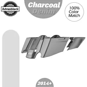 チャコール デニム CVO テーパード エクステンデッド ストレッチ サドルバッグ ハーレー 2014+ に適合 Charcoal Denim CVO Tapered Extended Stretched Saddlebags Fits Harley 2014+ 【並行輸入品】