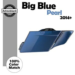 ビッグ ブルー パール ストレッチ サドルバッグ サイド カバー 2014 年以降のハーレー ツーリングに適合 Big Blue Pearl Stretched Saddlebag Side Covers Fits 2014+ Harley Touring 【並行輸入品】