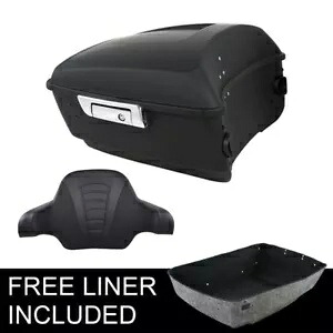 マットブラック キング トランク + バックレスト ハーレーツーリングツアーパックパック 2014-2024 に適合 Matte Black King Trunk + Backrest Fit For Harley Touring Tour Pak Pack 2014-2024 【並行輸入品】