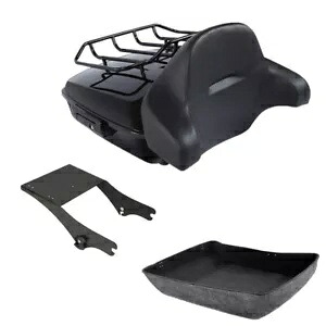 ブラックみじん切りトランクバックレストマウントラック ハーレーツアーパックロードグライド97-08に適合 Black Chopped Trunk Backrest Mount Rack Fit For Harley Tour-Pak Road Glide 97-08 【並行輸入品】