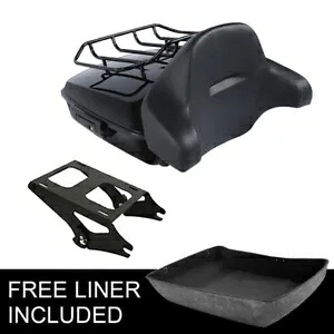 ブラックチョップドパックトランクバックレストラックハーレーツアーパックロードキング2014-24用 Black Chopped Pack Trunk Backrest Rack Fit For Harley Tour Pak Road King 2014-24 【並行輸入品】｜カスタムパーツ WORLD倉庫