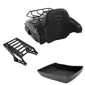 ブラックみじん切りトランクバックレスト取り付けラックハーレーツアーパックツーリング14-24用 Black Chopped Trunk Backrest Mounting Rack Fit For Harley Tour Pak Touring 14-24 【並行輸入品】