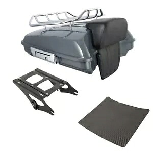 Razor トランク バックレスト マウント ラック ハーレー ツアー パック FLHT 14-24 ガンシップ グレーに適合 Razor Trunk Backrest Mount Rack Fit For Harley Tour Pak FLHT 14-24 Gunship Gray 【並行輸入品】