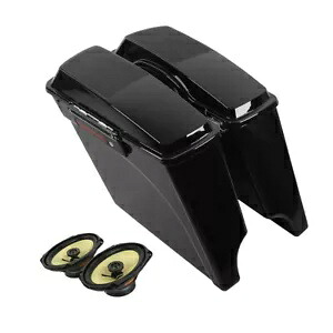 ブラック 5 インチ ストレッチ サドルバッグ 6x9 インチ スピーカー ハーレー エレクトラグライド 93-2013 に適合 Black 5\