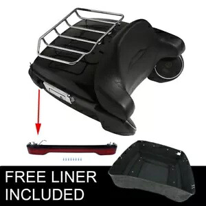 キングトランクバックレストラック LED ライトスピーカーハーレーウルトラリミテッド 14-2024 に適合 King Trunk Backrest Rack LED Light Speakers Fit For Harley Ultra Limited 14-2024 【並行輸入品】